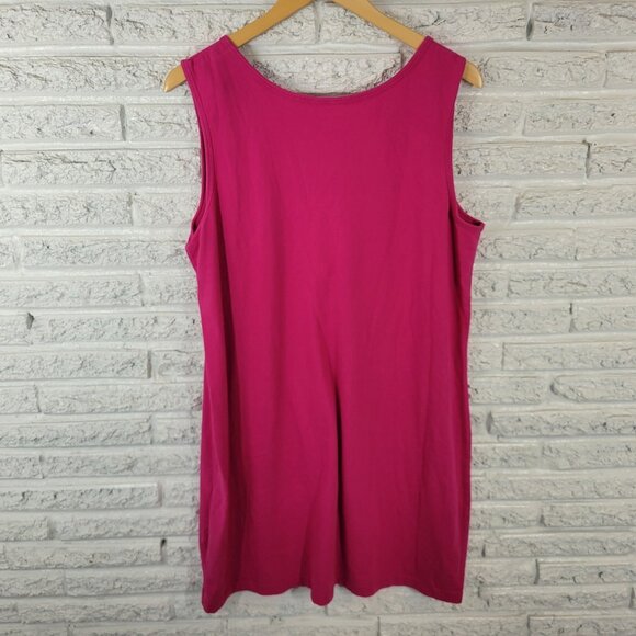 Lands End Womens Dress XL Mini Tank Sleeveless Pink Quarter Button Cotton PIN13E - Picture 6 of 10